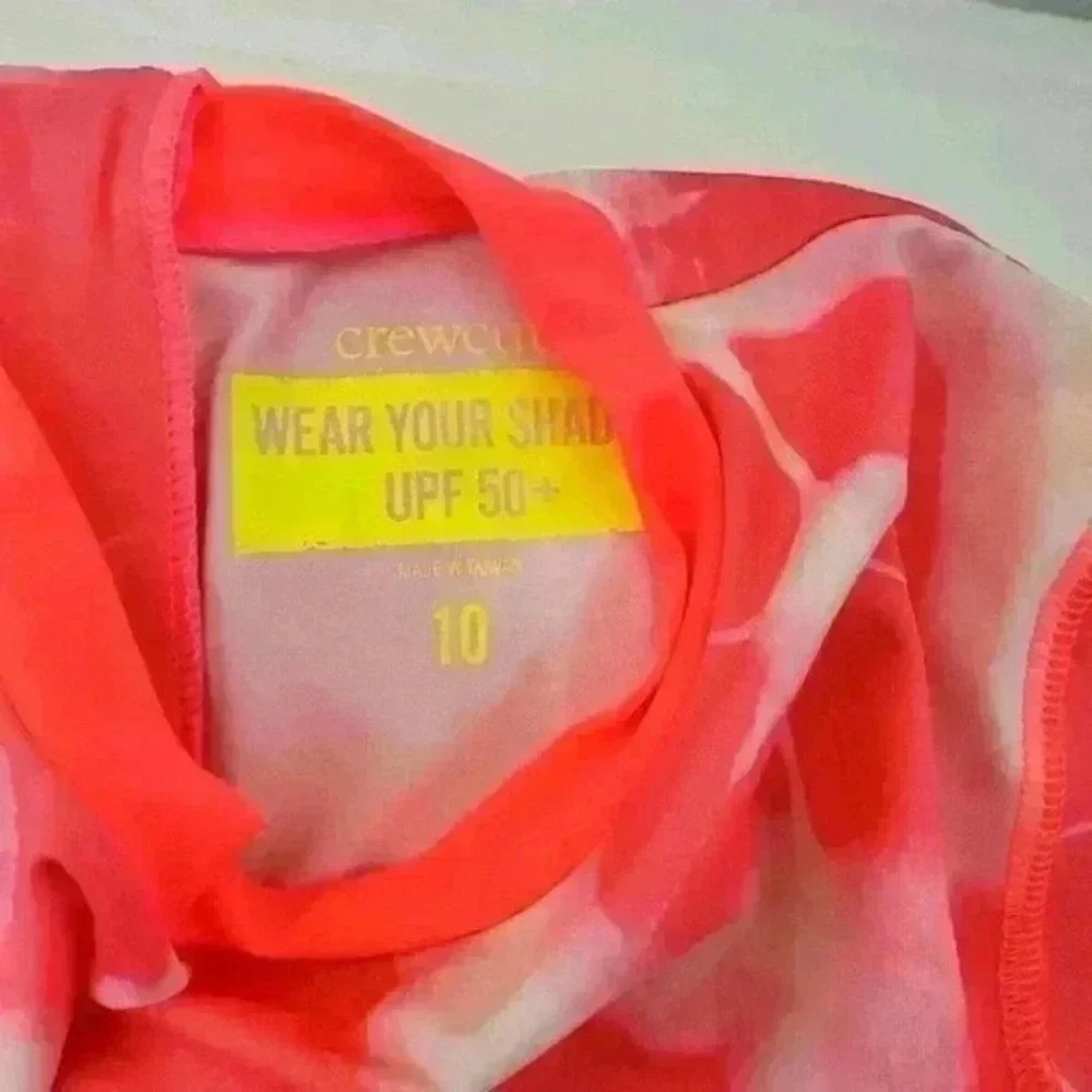 Crewcuts J.Crew Girls Rash‎ Guard UPF 50+ Pink Tie Dye Swim Shirt Size 10